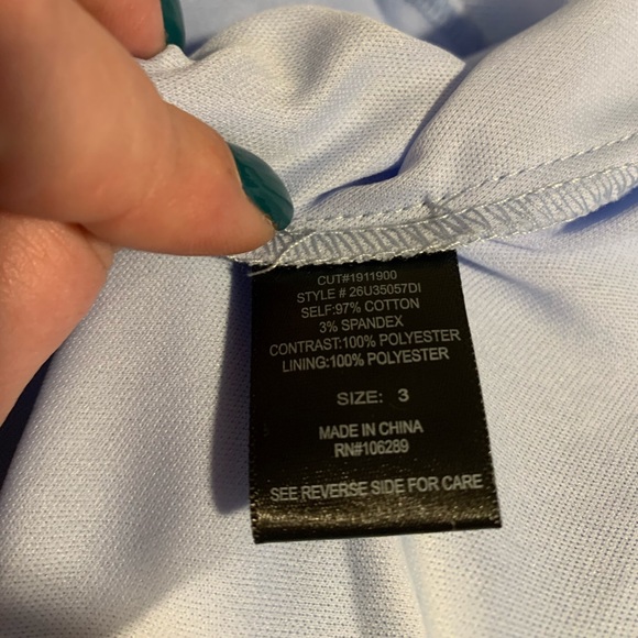 Trixxi Blue Floral Dress blue v neck with tulle women’s size 3 y2k delicate - Picture 4 of 10